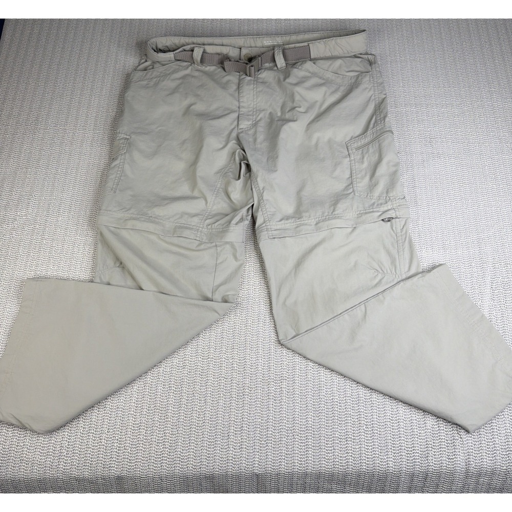 Columbia Convertible Hiking Pants Men's 40x34 Beige Nylon Cargo Zip Off
